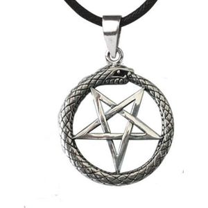 Slang Pentagram zilveren hanger, Pentagram ketting (K1013)