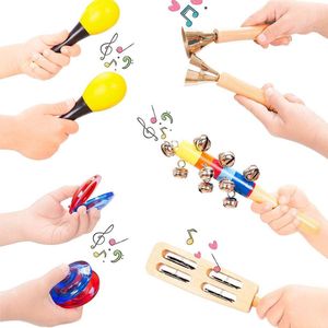 Kinder Muziekset - Percussie-instrumenten Set muziekspeelgoed voor peuters- Smarkids houten muziekinstrumenten voor kinderen met rugzak, tamboerijn, Maracas Shaker Geluidsspeelgoed speelgoed voor kinderen