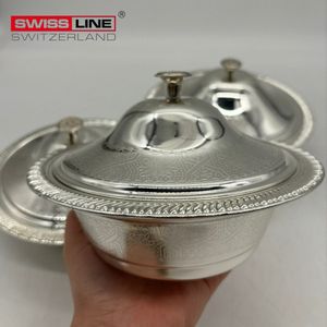Swiss Line Switzerland - 3 set - Bowl set - Oosterse stijl - Bowl met deksel - Zilver