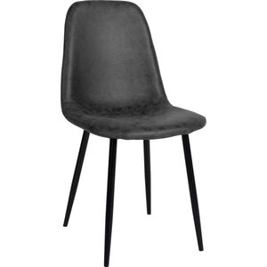 CLP Napier Eetkamerstoel - Modern Design - Zonder armleuning - Metalen Onderstel - Comfortabele Rugleuning - Max. 150 kg - Vintage kunstleer/zwart