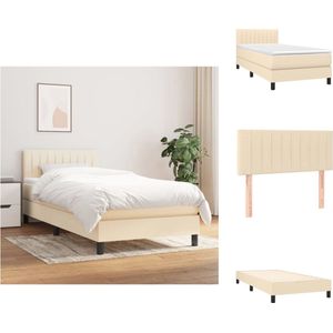 vidaXL Boxspringbed - Comfort - Bed - Afmetingen- 203 x 100 x 78/88 cm - Kleur- crème - Materiaal- stof (100% polyester) - multiplex en bewerkt hout - Bed