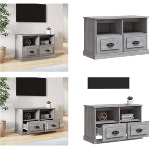 vidaXL Tv-meubel 80x35x50 cm bewerkt hout grijs sonoma eikenkleurig - Tv-kast - Tv-kasten - Tv-meubel - Hifi-meubel