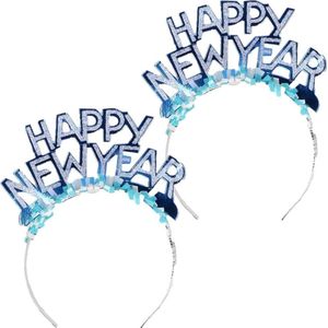 6x stuks haarband Happy New Year blauw voor volwassenen - Diadeem hoofdband happy newyear