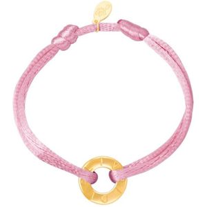Satijnen armband - verstelbaar - love live - circle - goud - roze