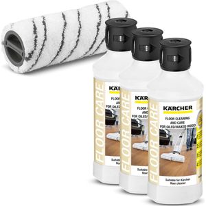 Kärcher Floor Cleaner Accessoire set Parket - 2 microvezelrollen GRIJS - 3x vloerreinigingsmiddel RM 535
