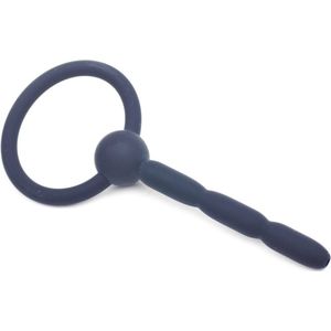 Penis Plug Geribbeld Met Ring Zwart - Intens gevoel - Mooi design - Stimulerend voor mannen - Domina - Sex speeltjes - Sex toys - Erotiek - SM - Voor gevorderden - Sexspelletjes voor mannen - Seksspeeltjes - Stimulator - Bondage