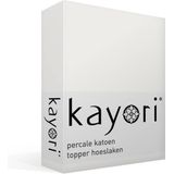 Kayori Shizu - Percale katoen - Topper - Hoeslaken - Tweepersoons - 160x210 cm - Off-white