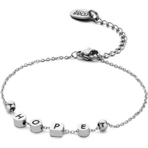 CO88 Collection Inspirational 8CB 90056 Stalen Armband met Tekst - Hope - Lengte 16 + 3 cm - Zilverkleurig