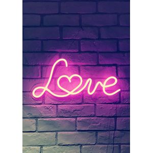 OHNO Neon Verlichting Love - Neon Lamp - Wandlamp - Decoratie - Led - Verlichting - Lamp - Nachtlampje - Mancave Decoratie - Neon Party - Kamer decoratie aesthetic - Wandecoratie woonkamer - Wandlamp binnen - Lampen - Neon - Led Verlichting - Roze