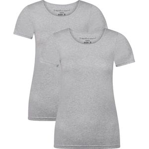 Comfortabel & Zijdezacht Bamboo Basics Kate - Bamboe T-shirts (Multipack 2 stuks) Dames - Korte Mouwen - Licht Grijs - M