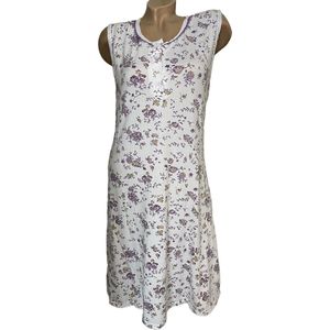 Dames nachthemd mouwloos 6537 bloemenprint L wit/paars