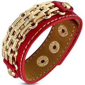 Montebello Armband Delphine Red - PU Leer - Messing - 20mm - 18-22cm