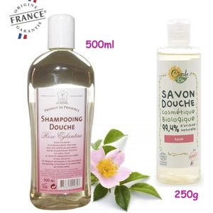 Voordeel Echte ROZEN shampoo 500ml en ROZEN douchegel 250ml.. Biologisch ecologisch. Zonder conserveermiddel - kleur. HEERLIJK GEURENDE Originele Marseille zeep.