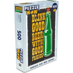 Puzzel Mancave - Fles - Bier - Vintage - Legpuzzel - Puzzel 500 stukjes