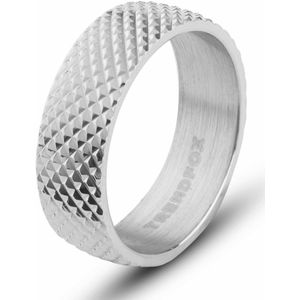 Gekartelde Ring Zilver Kleurig - Staal - Cadeau voor Man - Mannen Cadeautjes Accesoires