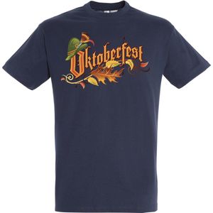 T-shirt Oktoberfest hoed | Oktoberfest dames heren | Tiroler outfit | Carnavalskleding dames heren | Navy | maat 4XL
