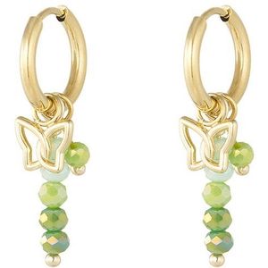 Oorbellen stary night - groen goud