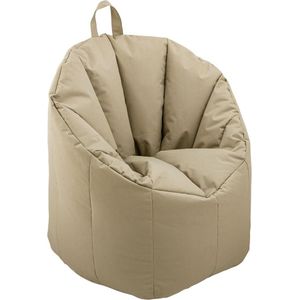 Sunfield Zitzak | Fauteuil met rugleuning | Comfortabele, Scheurbestendige en Waterdichte poef | 70x80cm | Beige