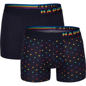 Happy Shorts 2-pack Boxershorts Heren Pride Regenboog Hartjes Blauw - Maat M