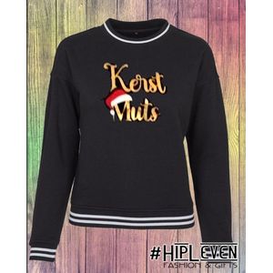 Crewneck foute kersttrui / sweat trui Zwart - wit KERSTMUTS | Maat L