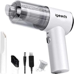 Igoods 2 In 1 Draadloze Stofzuiger - Autostofzuiger Zonder Zak - Met Blaasfunctie - Inclusief Schoonmaakborstel En Mondstuk - 120W - Wit