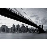 New York Brooklyn Bridge - Fotobehang - 232 x 315 cm - Zwart/Wit