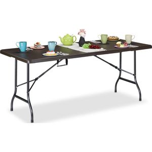 Relaxdays tuintafel - buiten eettafel - terrastafel - campingtafel - inklapbaar - 180 cm - bruin