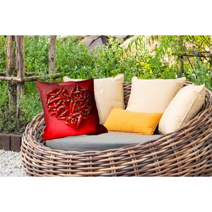 Buitenkussen - Pepers - Rood - Hart - 45x45 cm - Weerbestendig