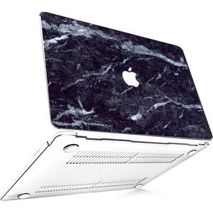 Geschikt voor MacBook Air Cover - Hoesje geschikt voor MacBook Air 13 inch 2018 / 2021 - Hardcase Marmer Zwart