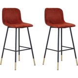 Bronx71® Velvet barkruk Mikky koper 68 - 79 cm - Barkrukken set van 2 - barstoel