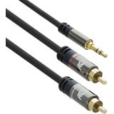 ACT Subwoofer kabel - 3.5mm Jack naar 2x RCA – Verguld - 1.5m AC3605