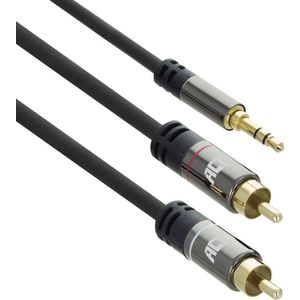 ACT Subwoofer kabel - 3.5mm Jack naar 2x RCA – Verguld - 1.5m AC3605