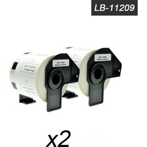 2 x Brother DK-11209 zwart op wit voorgestanst klein adreslabel - papier – 29 mm x 62 mm - 800 labels per rol