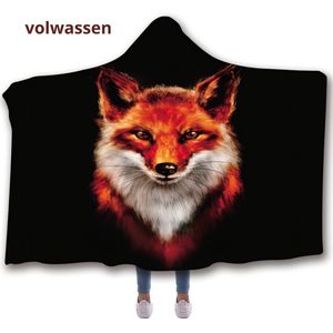 Bovista Hoodie Deken Met Mouwen - Onesie - Plaid - Fleece Blanket - Knuffeldeken - Dames - Heren - Kinderen - Vos - Volwassenen