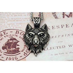 [Two Ravens] Wolfhoofd Ketting - Fenrir Hanger - Odal Rune Ketting - Noorse Mythologie - Asatru - Heidens - Pagan - Spiritueel - Natuur - Dieren