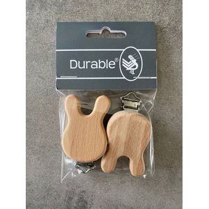 Durable - speenclip - speenkoord - clip voor speenkoord - clip - DIY - konijn/haas - 2 stuks - hout