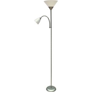 Meric-2 - Vloerlamp -Leeslamp - klassiek - E27/E14 - 180 cm - Grijs/Wit