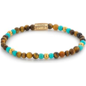 Rebel and Rose - RR-40063-G Mix Tiger Turquoise - Volwassenen - Rekarmband - 16,5 cm