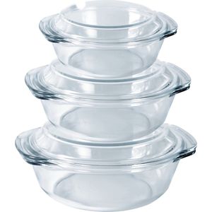 HGMD Ovenschalen set - 3 Delig - 700 ML - 1500 ML - 2000ML - Rond - Vaatwasserbestendig