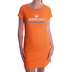 Oranje Koningsdag met vlag/kroontje jurk dames - Koningsdag kleding L