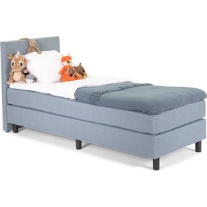Kinder Boxspring Luxe Glad Hoofdbord 110 x 220 IJsblauw