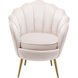 Vente-unique Schelpvormige fauteuil van beige velours LALEA L 76 cm x H 88 cm x D 73 cm