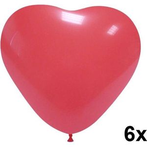 Hartjes ballonnen Rood, 6 stuks, 25 cm