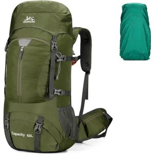 Avoir Avoir®-Backpack - Hiking- rugzak 60L- Leger Groen- Klimmen - Grote Capaciteit - Reizen- Wandelen-Kamperen- Rugzak met Regenhoes- Duurzaam en Waterdicht - Drinksysteem - Backpacks-systeem - Reflecterende Strips - Bestel nu op Bol.com