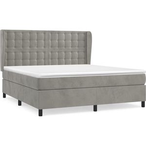 vidaXL Boxspring Fluweel Lichtgrijs 160x200 cm Boxspringbed - Fluweel Bed - Tweepersoons Bed - King Size Bed - Boxspring