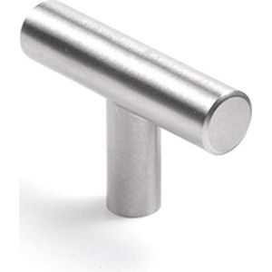 Meubelknop RVS Zilver - 50mm breed - Ronde moderne kastknop voor meubels - Ladegreep - deurknopjes
