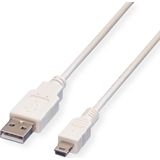 VALUE USB 2.0 Kabel , Typ A 5 Pin Mini , wit, 0,8 m