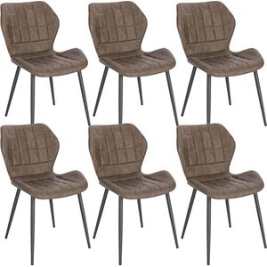 Rootz Eetkamerstoelen Set van 6 - Gestoffeerde stoelen - Kunstleerstoelen - Comfortabele zitplaatsen - Duurzaam ontwerp - Ergonomische ondersteuning - 47 cm x 79,5 cm x 54 cm