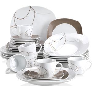 Sattire - Serviesset - Porselein - Keramisch - 30 Delig - Wit - 6 Personen