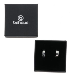 Behave Oorbellen - oorclips - zilver kleur - klassiek - met blauwe steentjes - 1.5 cm